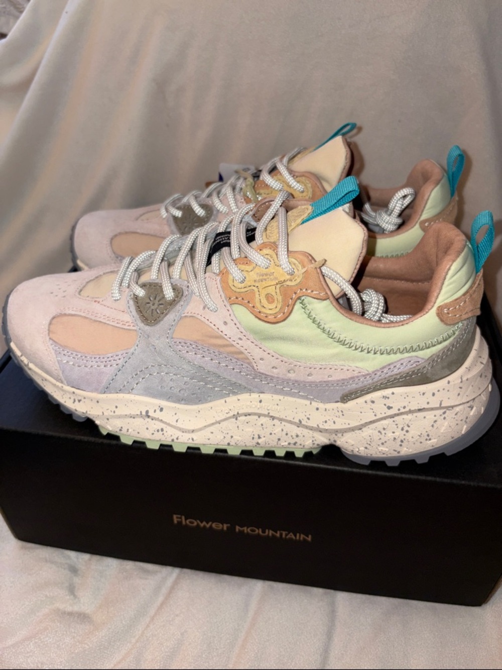NWT Flower Mountain WAVE WOMAN Suede and fabric sneakers - Light pink-Lilac - Picture 12 of 16
